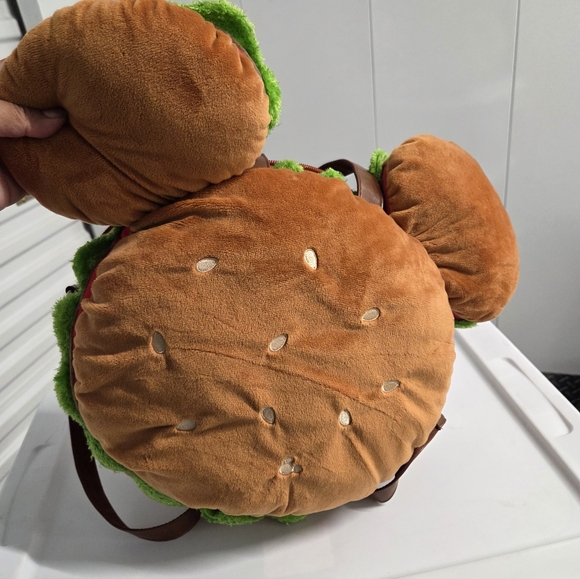 Tokyo Disney Hamburger Mickey Head Plush Backpack/ Crossbody - Picture 2 of 6